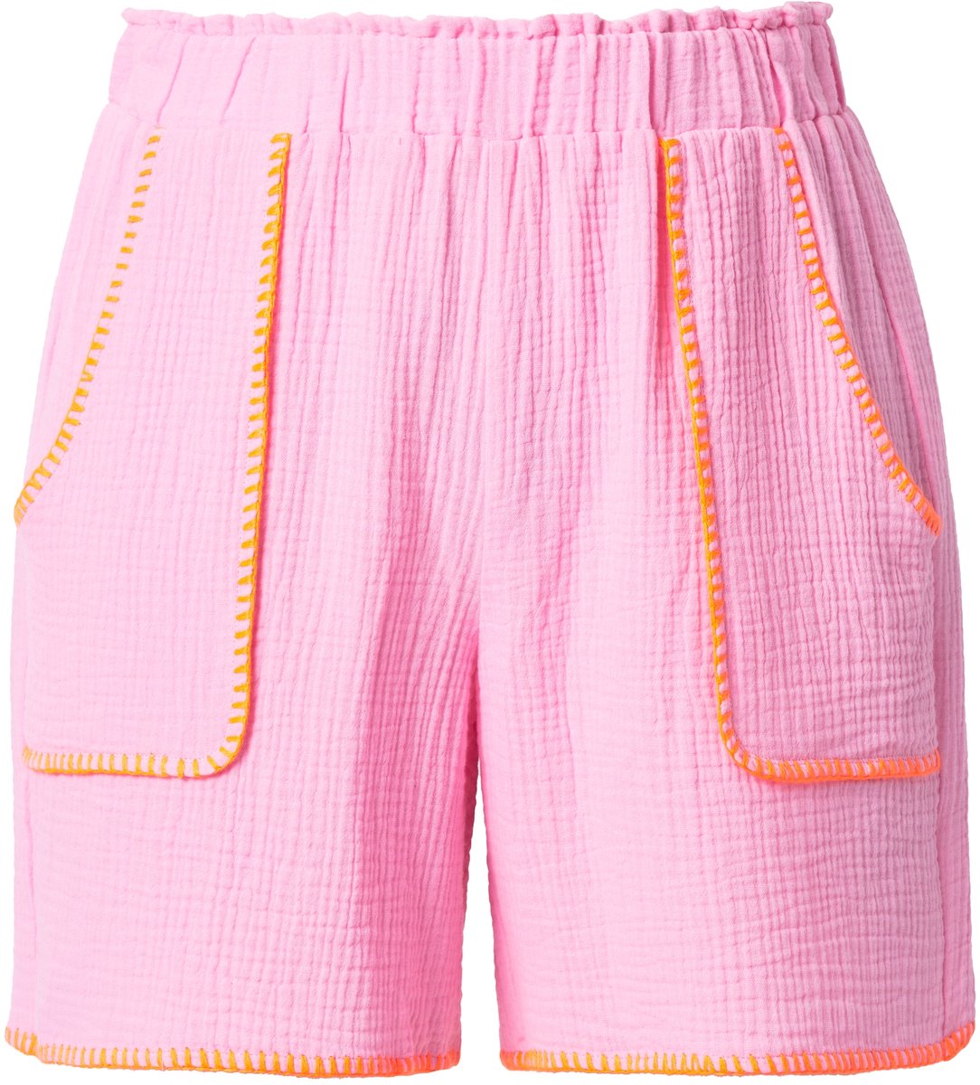 Studio Untold - Dames - Shorts wijde pijpen mousseline gekleurde biezen - Lichtroze - Maat 50