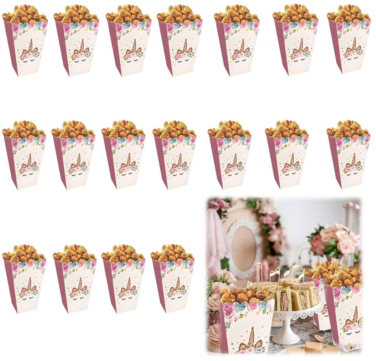 Dailygoods- Popcornzakjes Klein - 16 Stuks - Papieren Snackzakjes - Feestaccessoires - Draagbaar - Ruimtebesparend - Veelzijdig Gebruik