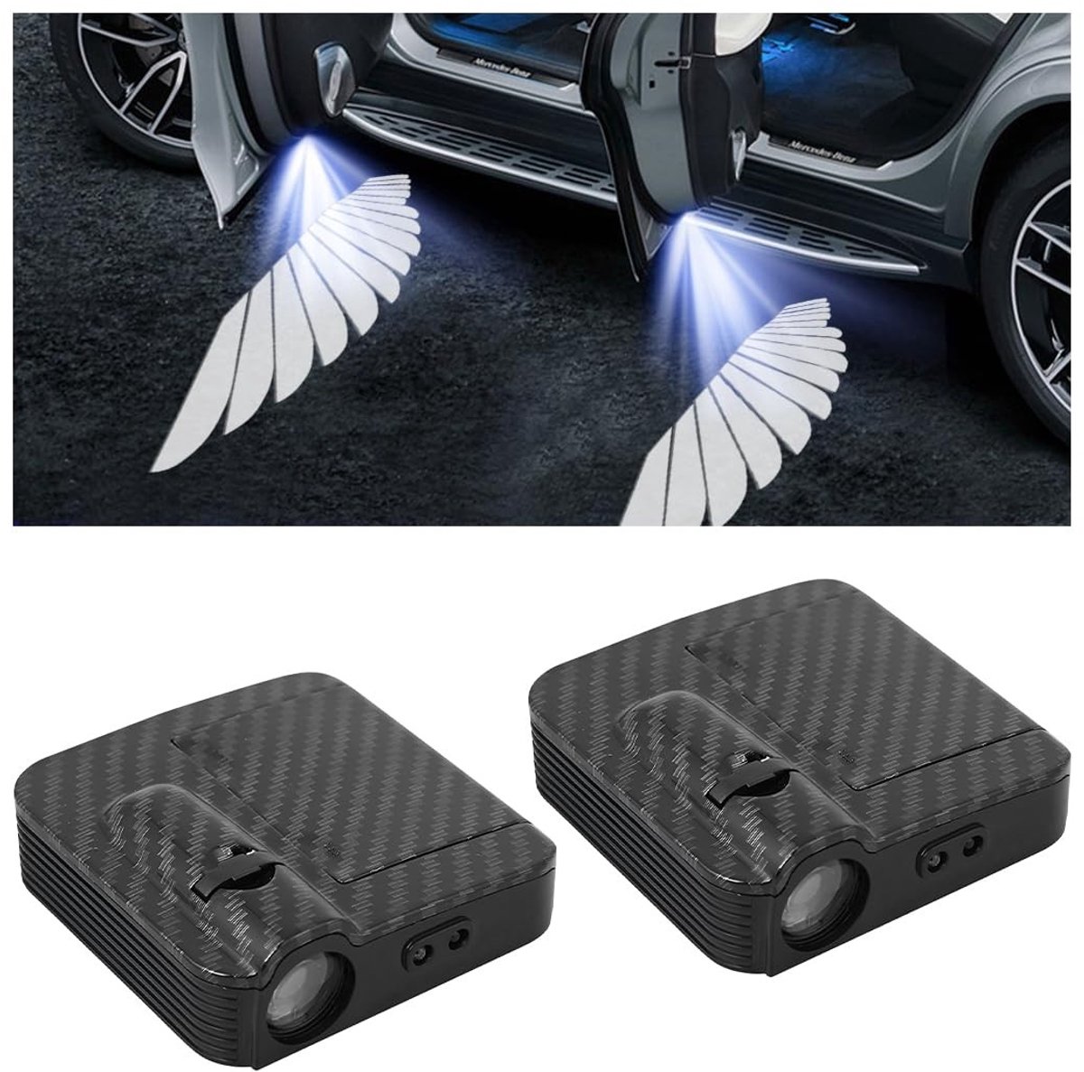 Dailygoods - Autodeurprojectorlicht - Welkomstlicht - HD LED verlichting - Zwart - Gepersonaliseerd logo - Universele toepassing - 2 stuks