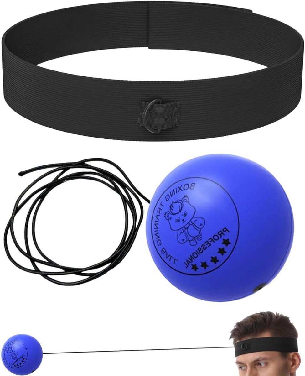 Boksreflexbal - Trainingsbal - Verbeteren Reflexen - Verstelbare Hoofdband - 3 Maten Ballen - Blauw