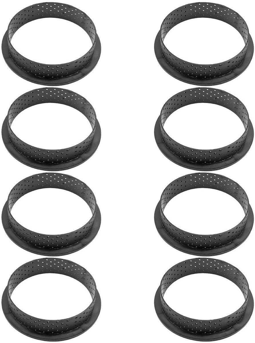 Dailygoods - Geperforeerde taartringen - Taartvormen - Antiaanbaklaag - Ronde vorm - Bakaccessoires - Perfect voor thuis en horeca - Set van 8