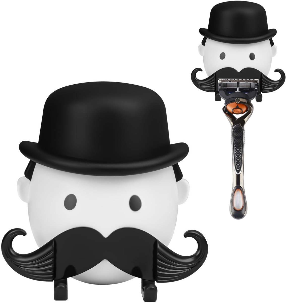 Dailygoods - Scheerapparaathouder - Badkamerhaak - Creatief ontwerp - Wit - Zelfklevend - Geschikt voor scheermesjes - Ideaal voor gladde oppervlakken