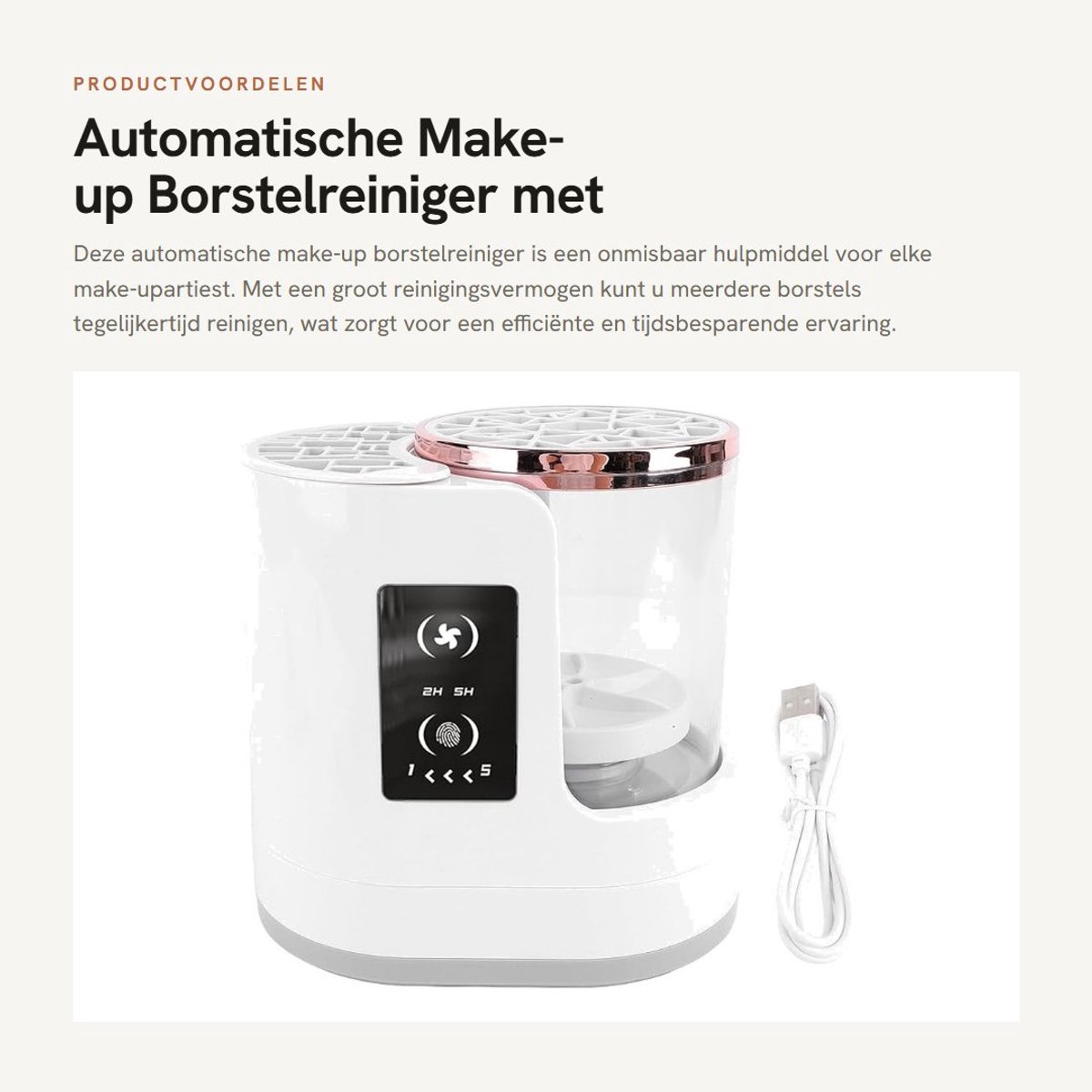 Dailygoods - Automatische Make-up Borstelreiniger met USB en Zichtbaar Ontwerp