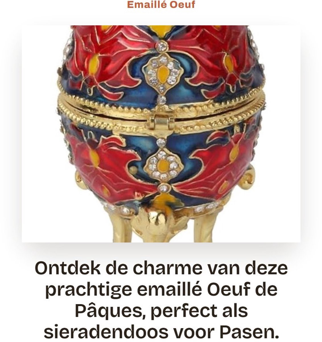 Dailygoods- Sieradenbox Paasei Ontwerp - Zinklegering - Decoratie - Sieradendoos - Opbergdoos - 5 x 10 cm - Sieradenopbergdoos