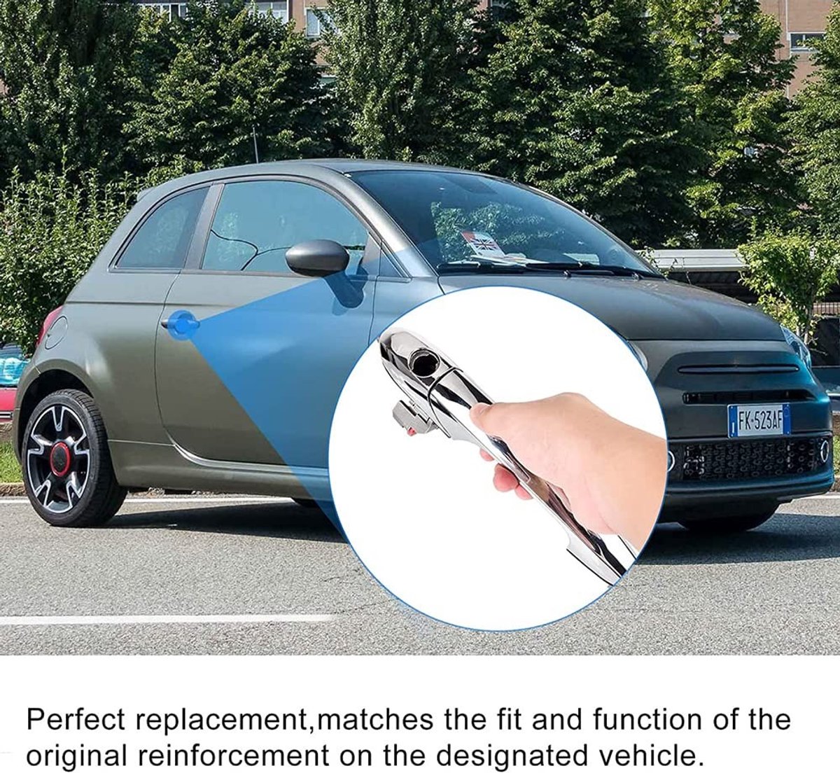 Dailygoods- Buitendeurgreep Vervanging - Auto Deurgreep - Zilverkleurig - Voor Links Buiten - Geschikt voor F-iat 500 - Hoogwaardig Kunststof