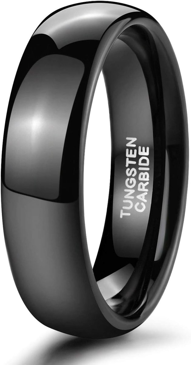 Zakk Men's and Women's Black Polished Tungsten Wedding Ring Wedding Engagement Promise Rings 2mm 4mm 6mm 8mm - ShopVlot
