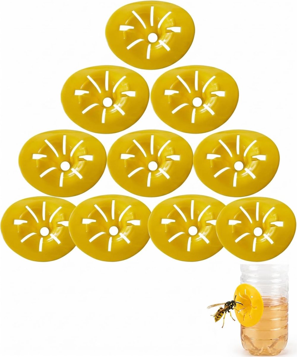 Set of 10 Yellow Asian Wasp Traps, Effective Wasp Defense for Plastic Bottles, Reusable Wasp Traps for Garden, Patio - ShopVlot