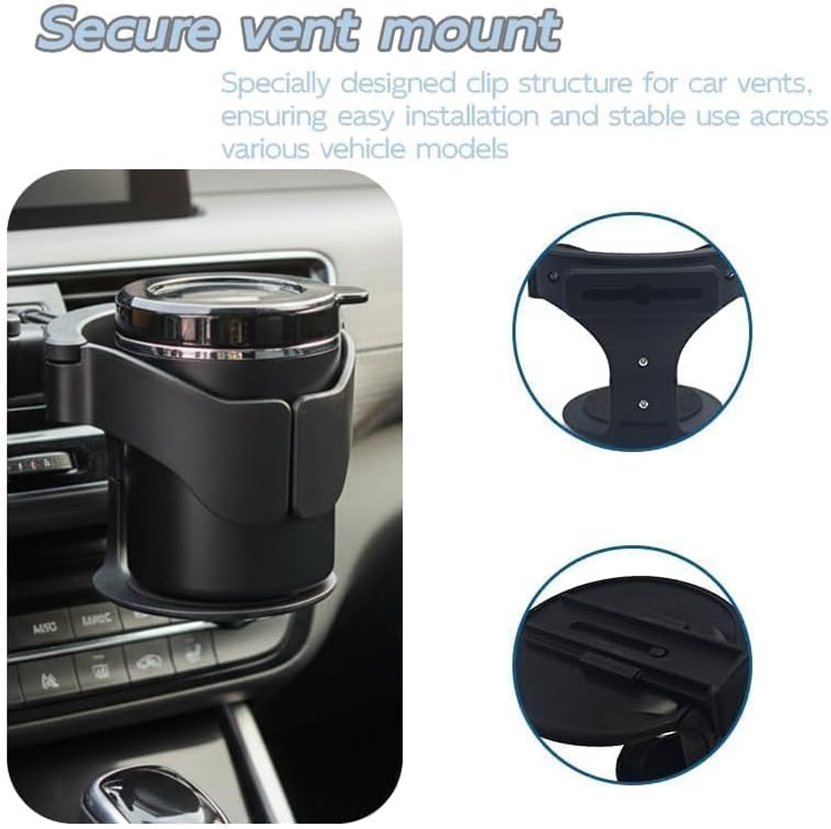 2pcs Adjustable Car Cup Holders, Universal Holder for Cans and Cups, Black - ShopVlot