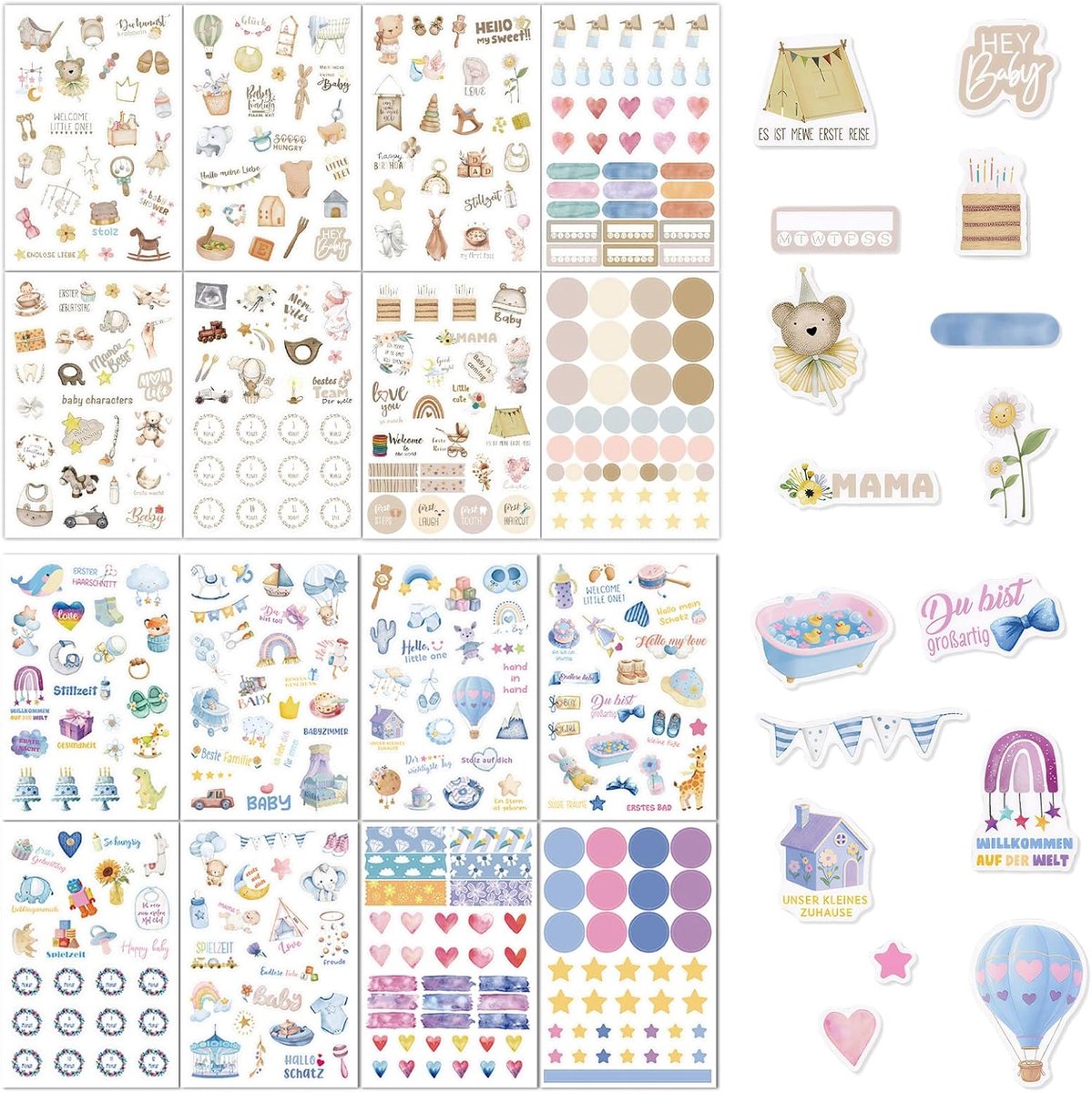 Sticker babyalbum, 16 pagina's babystickers voor fotoalbum - ShopVlot