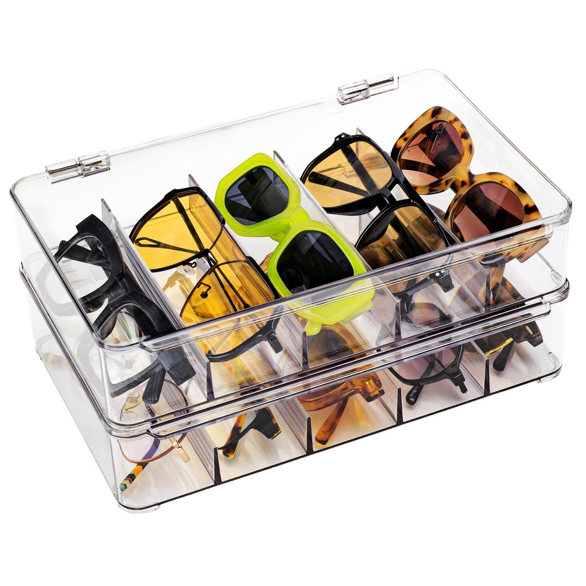 Zonnebril organizer - doorzichtige opbergdoos - set van 2 - beschermt uw brillen - ShopVlot