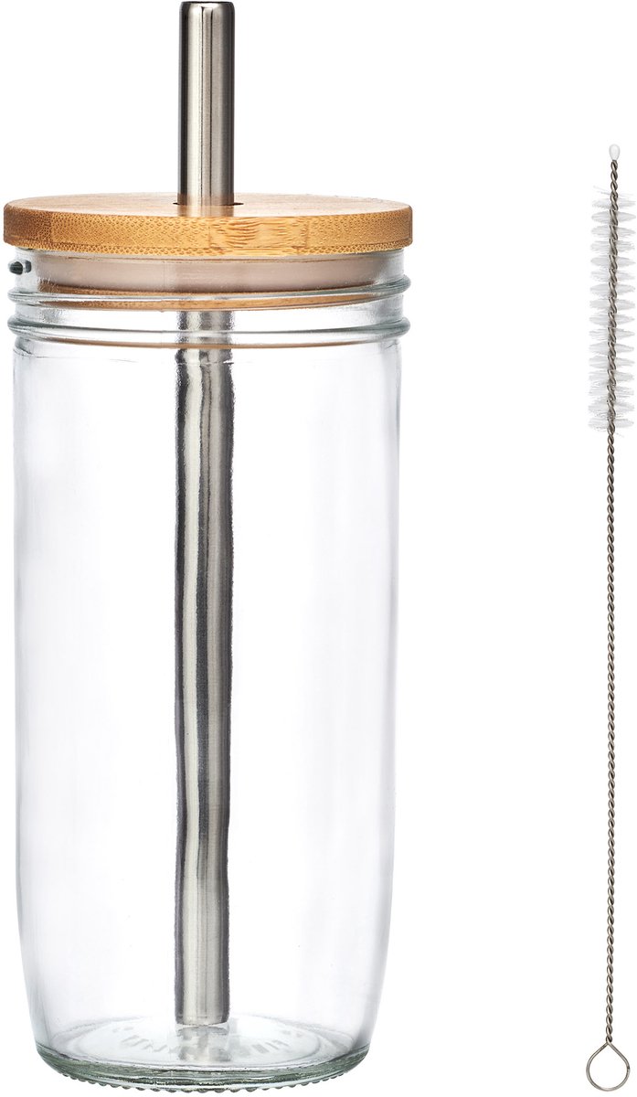 La Cafetière - Bubble Tea Beker - Glas - Met Rietje en Deksel - 650ml