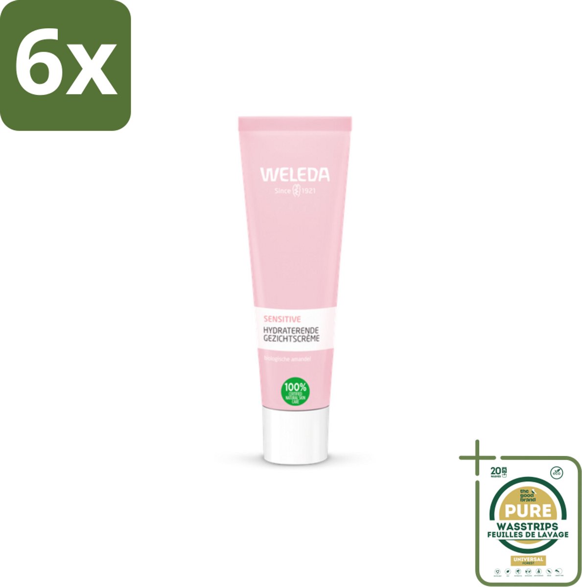 WELEDA - Gezichtscrème Sensitive Hydraterend - Voor gevoelige huid - 30 ml - Voordeelverpakking - 6 stuks - Vegan crème - Biologische amandelolie