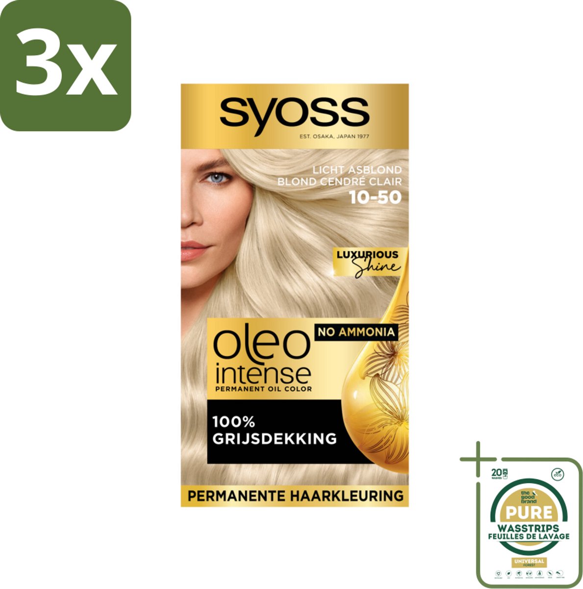 Syoss Oleo Intense - Haarverf - 10-50 - Licht Asblond - 115ml x 3