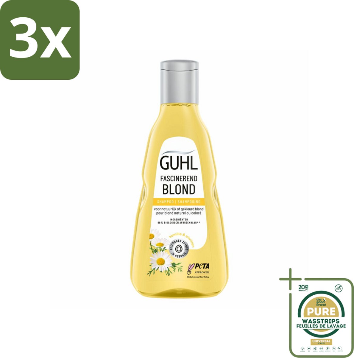 3 x Guhl - Shampoo - Colorshine Blond - 250 ml - Grootverpakking - Blond Haar - Stralend Blond Haar - Kleurverzorging - Glans - Chardonnay Bes