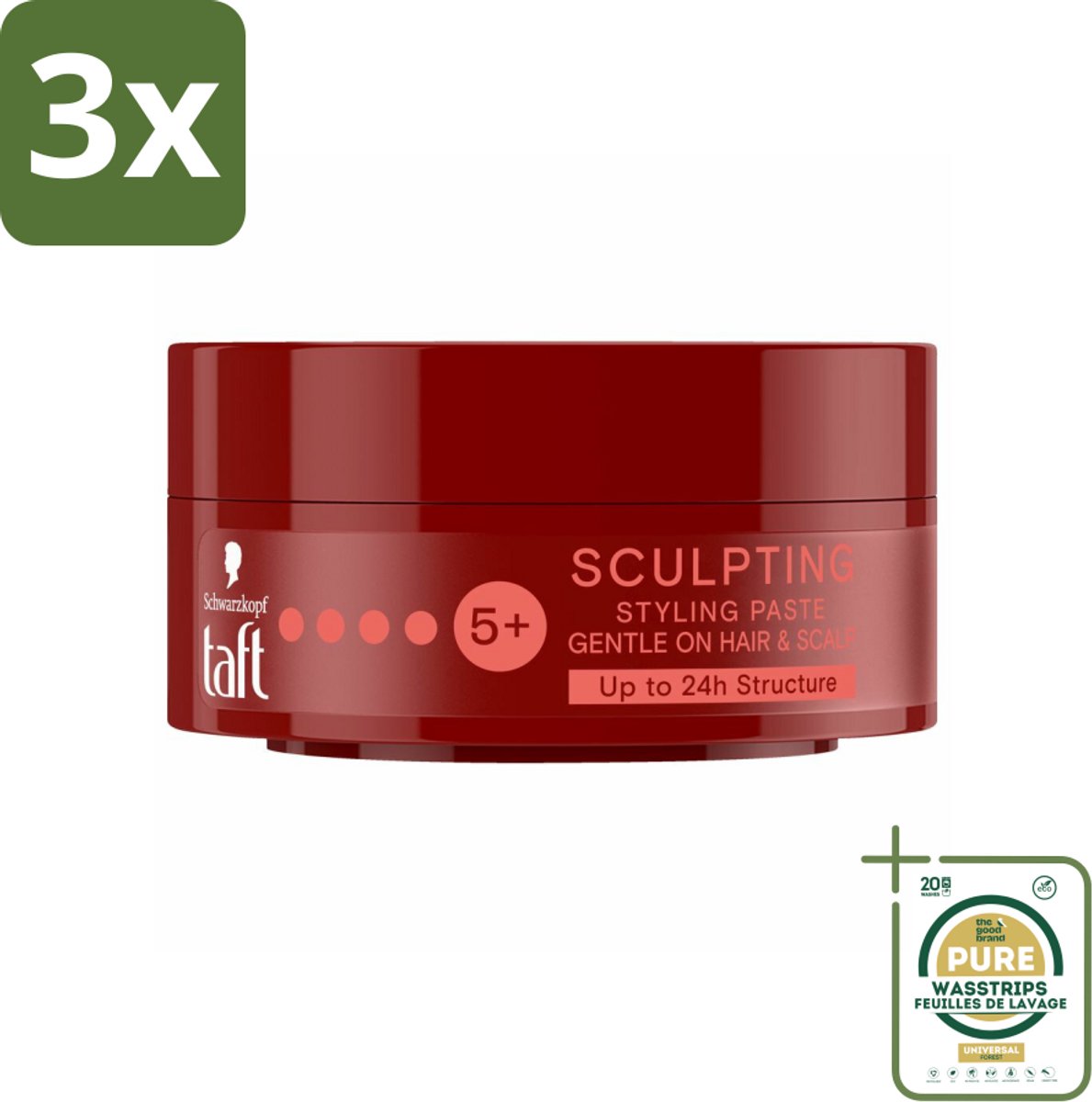 3 x Taft - Sculpting Styling Paste - Hold 5+ - Flexibele styling - 75 ml - Grootverpakking - Flexibele Styling - Styling Paste - Matte Finish - Vegan Styling - Haarspray