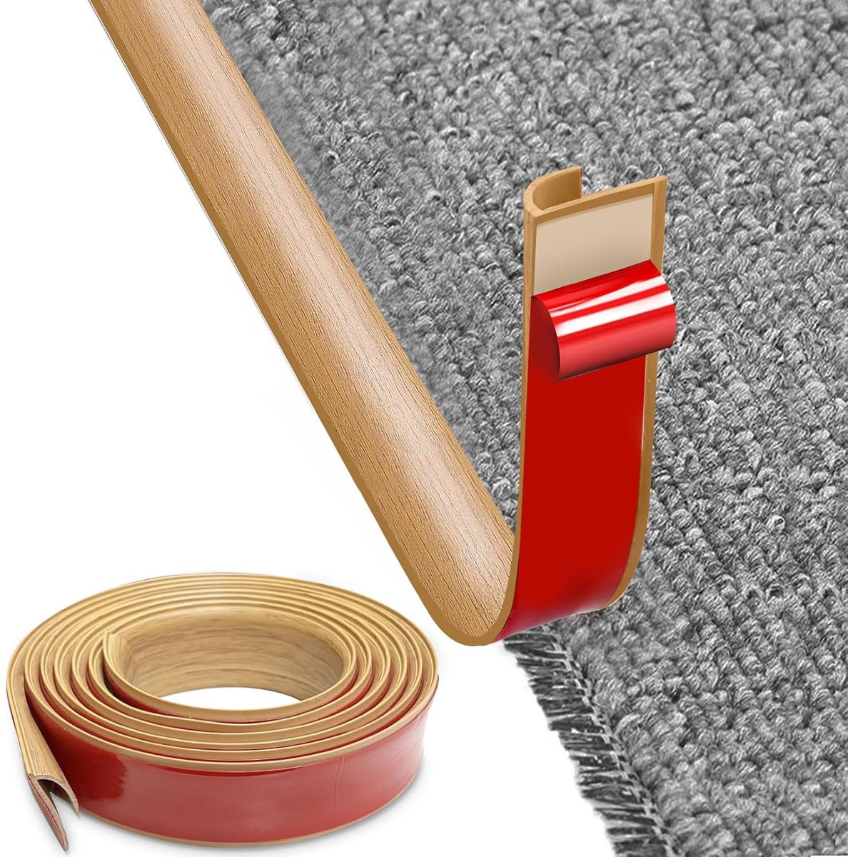 Carpet edge tape 3M - PVC overgangsprofiel - makkelijk te snijden - voor trap- en deurafwerkingen - ShopVlot