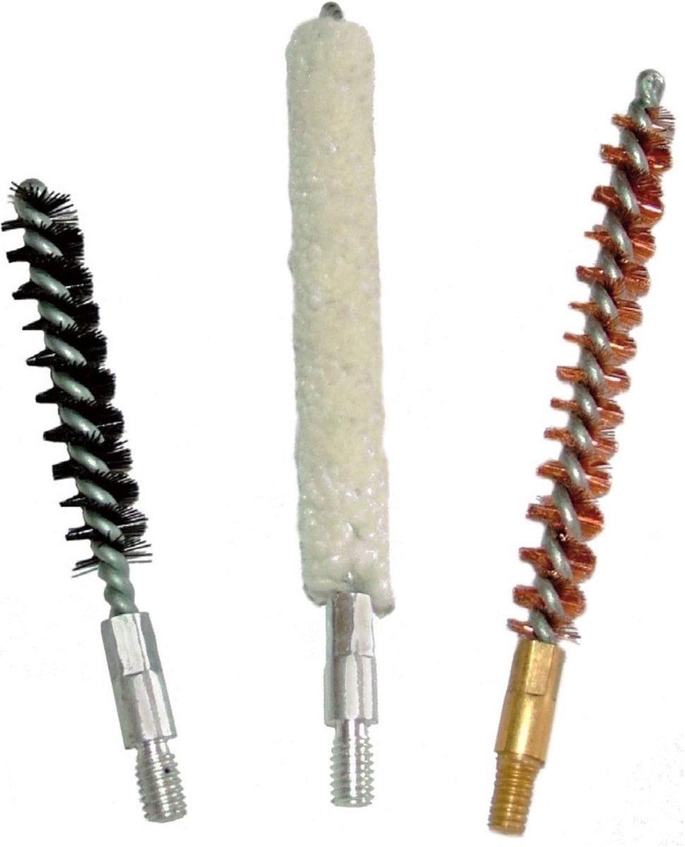 Reinigingsborstels set van 3 - .32 kaliber - bronzen/katoen/nylon - ideaal voor vuurwapenonderhoud - ShopVlot