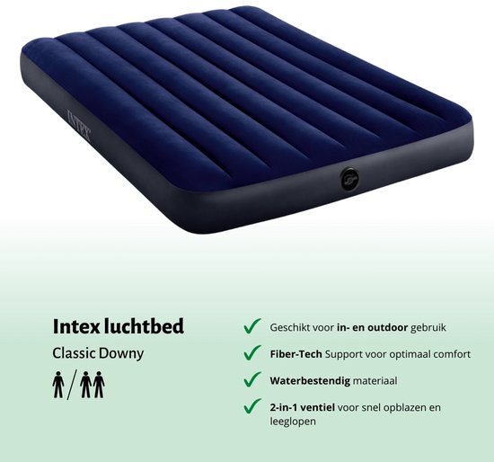 Intex Luchtbed - Twijfelaar - 137 x 191 x 25 cm - Blauw - Inclusief Pomp en Reparatieset van Intex — afbeelding 4