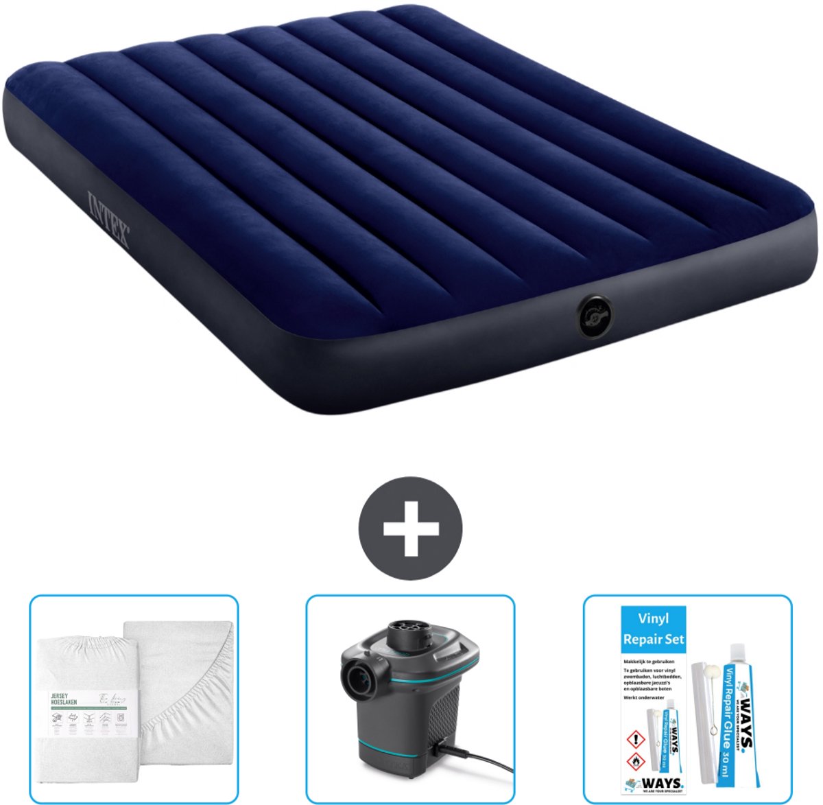 Intex Luchtbed - Twijfelaar - 137 x 191 x 25 cm - Blauw - Inclusief Accessoires CB4