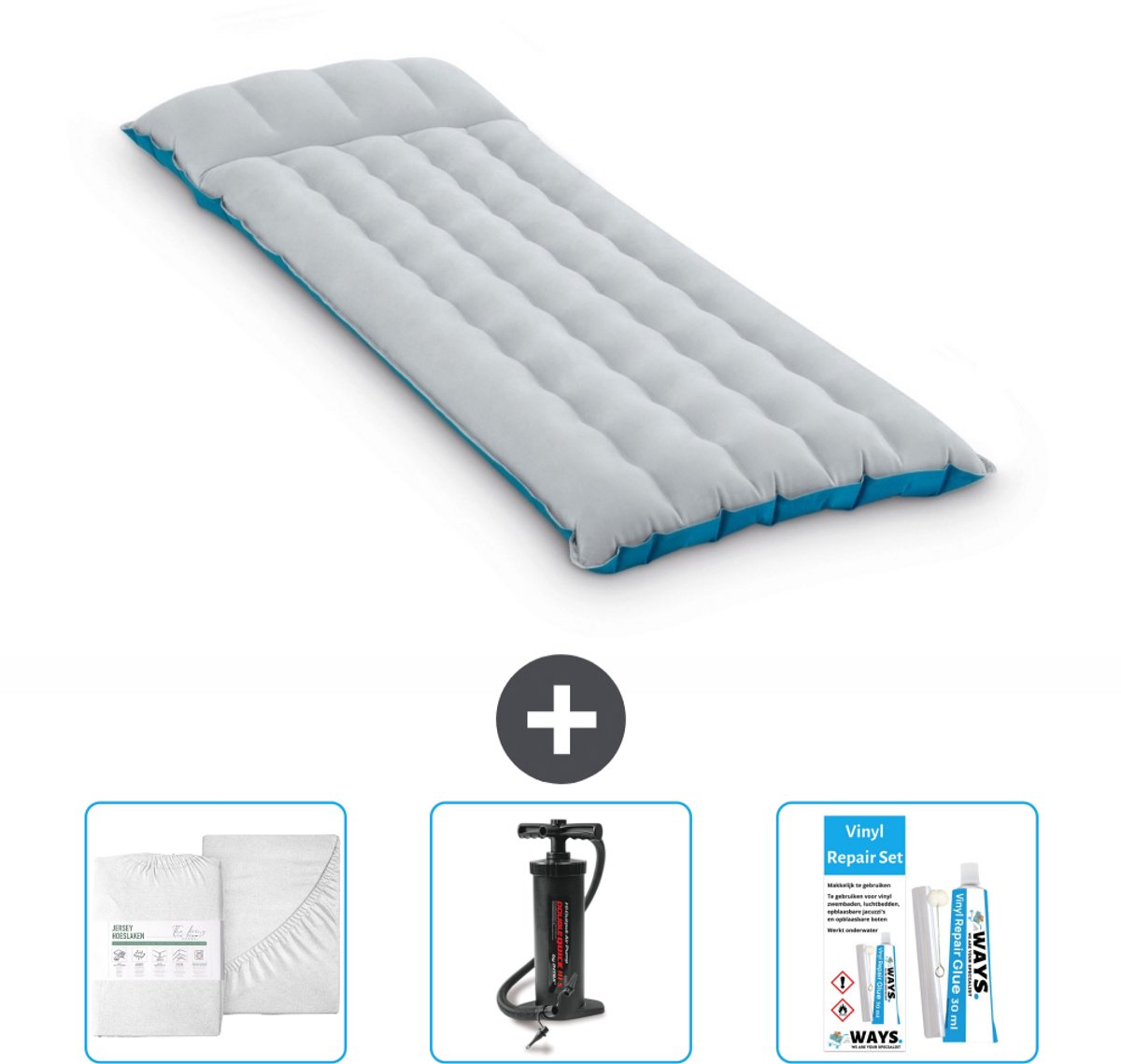 Intex Campingmat - 1-Persoons - 67 x 184 x 17 cm - Blauw - Inclusief Accessoires CB3
