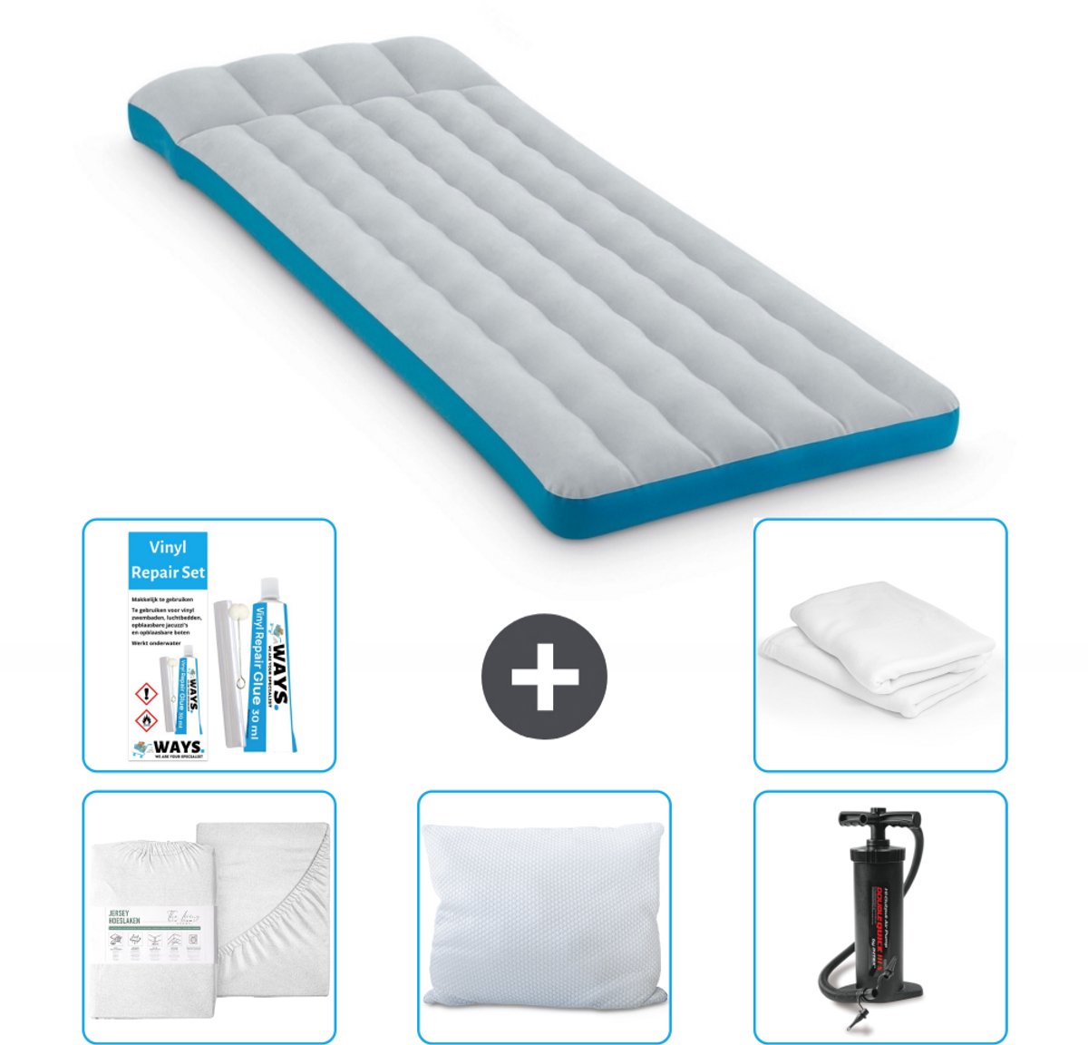 Intex Campingmat - Twijfelaar - 72 x 189 x 20 cm - Blauw - Inclusief Accessoires CB1