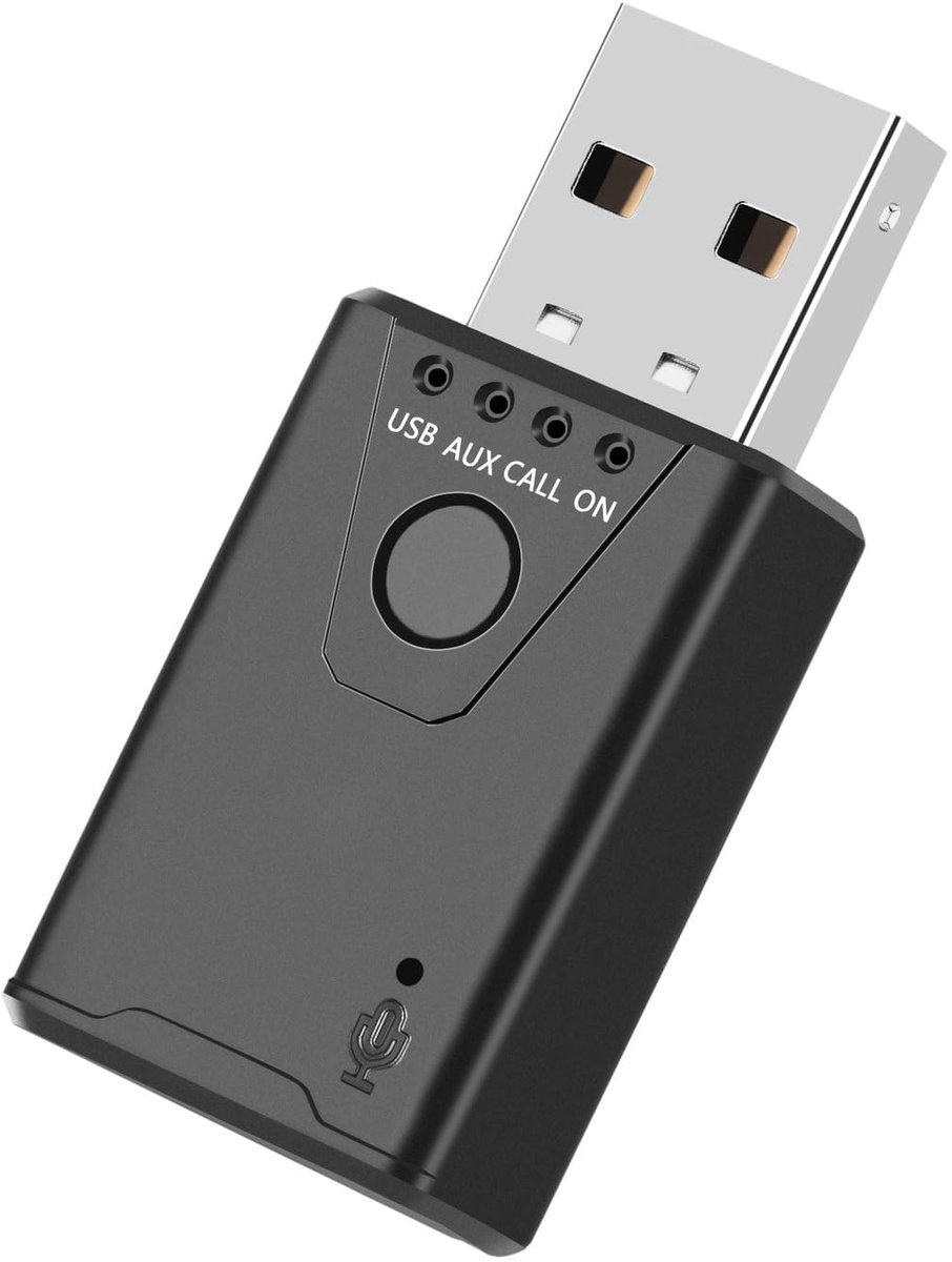 USB Bluetooth 5.4 audio-ontvanger, audio Bluetooth dongle, stereo 3,5 mm AUX draadloze USB-adapter voor auto kit tv PC - ShopVlot