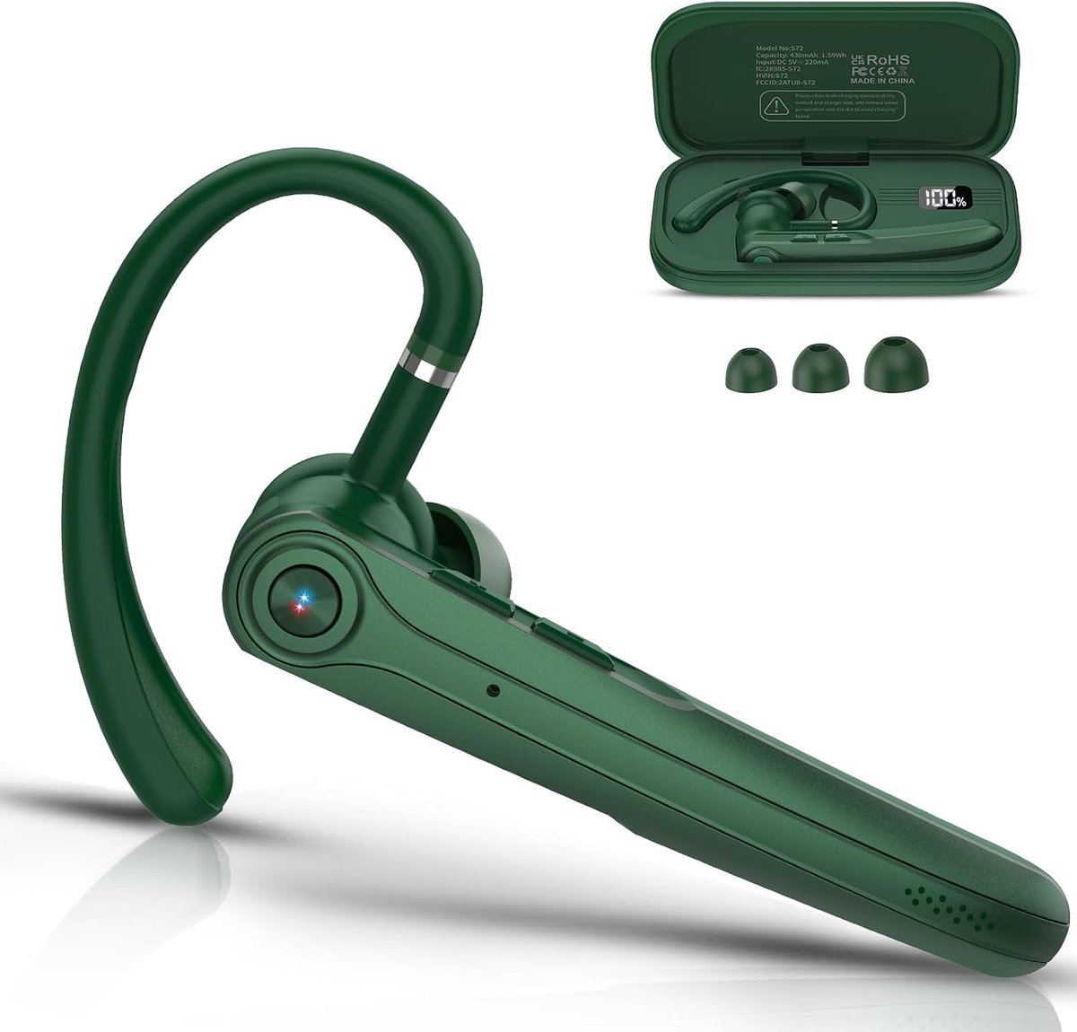 Bluetooth headset V5.4 draadloze handsfree telefoon met CVC 8.0 en ENC Dual microfoon, Bluetooth oortelefoon draadloos - ShopVlot