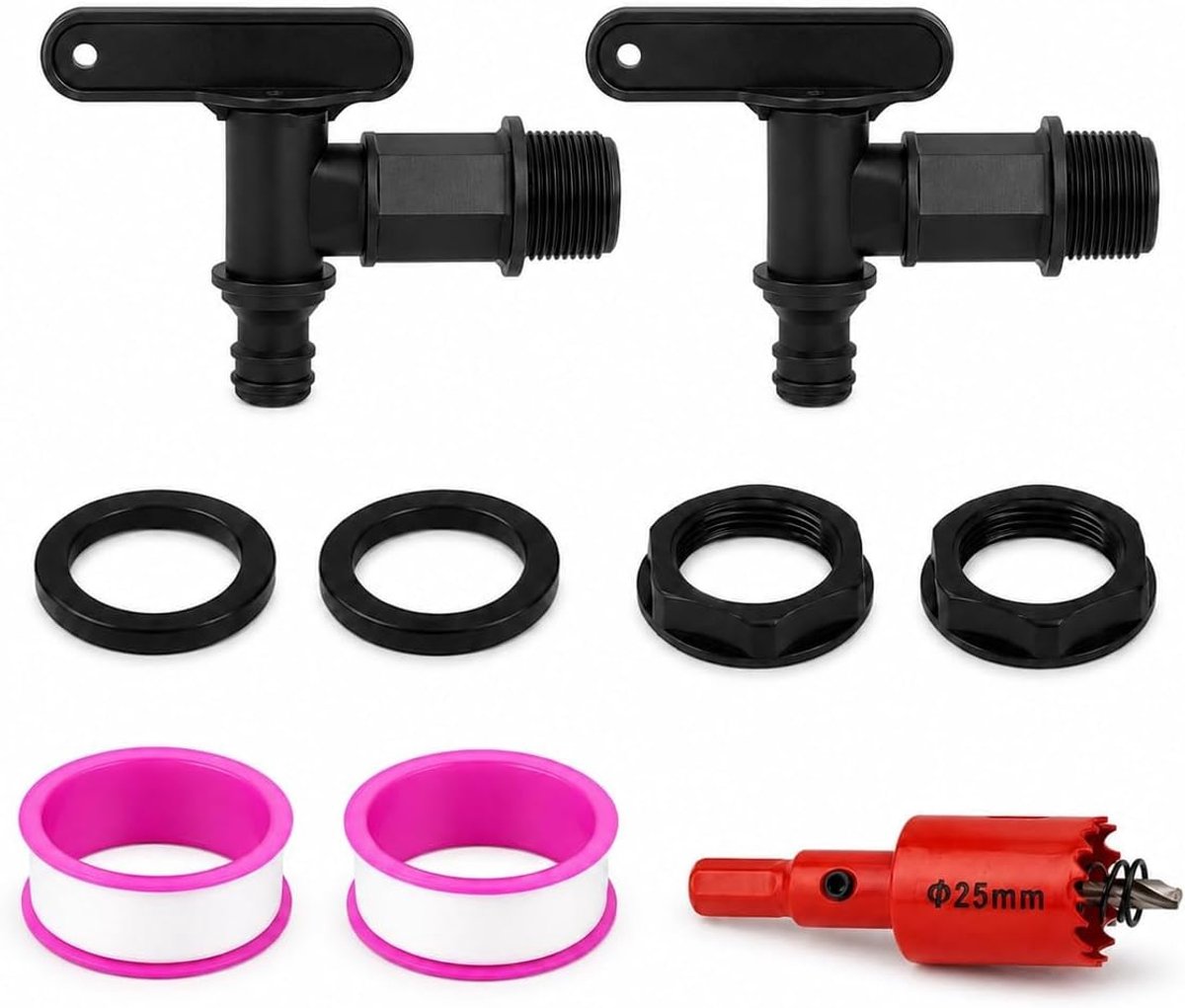 2pcs drain tap rain barrel 3/4 inch, tap with hole opener - ShopVlot
