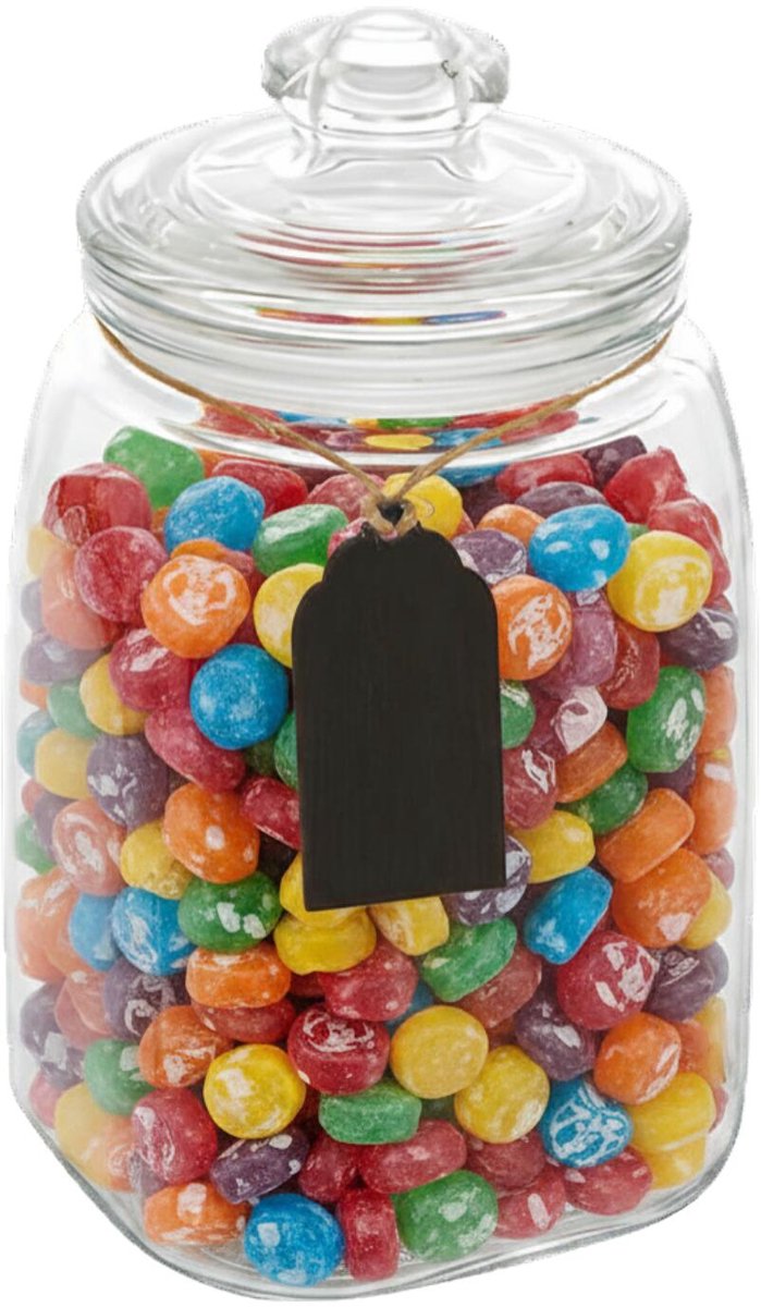 5Five luxe voorraadpot Candyman - snoeppot - glas - met deksel - 2 liter - voorraadpot - bewaarpot - 14 x 20 cm