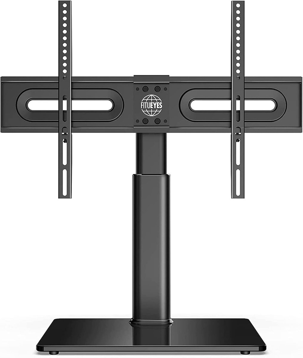 TV-standaard - Zwart - Hoogte Verstelbaar voor 27-65 inch - Met Kabelbeheer en Veiligheidsglas - Voor LCD, LED, OLED TV's