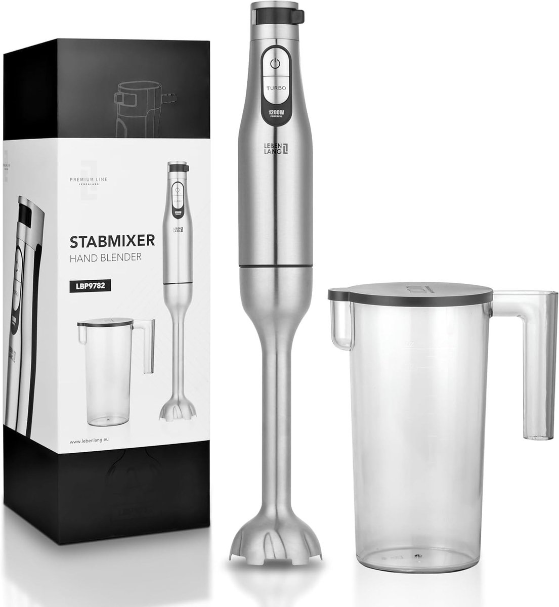 Staafmixer Set - RVS - 1200 W - Met Spatbescherming en Maatbeker - Voor de Keuken