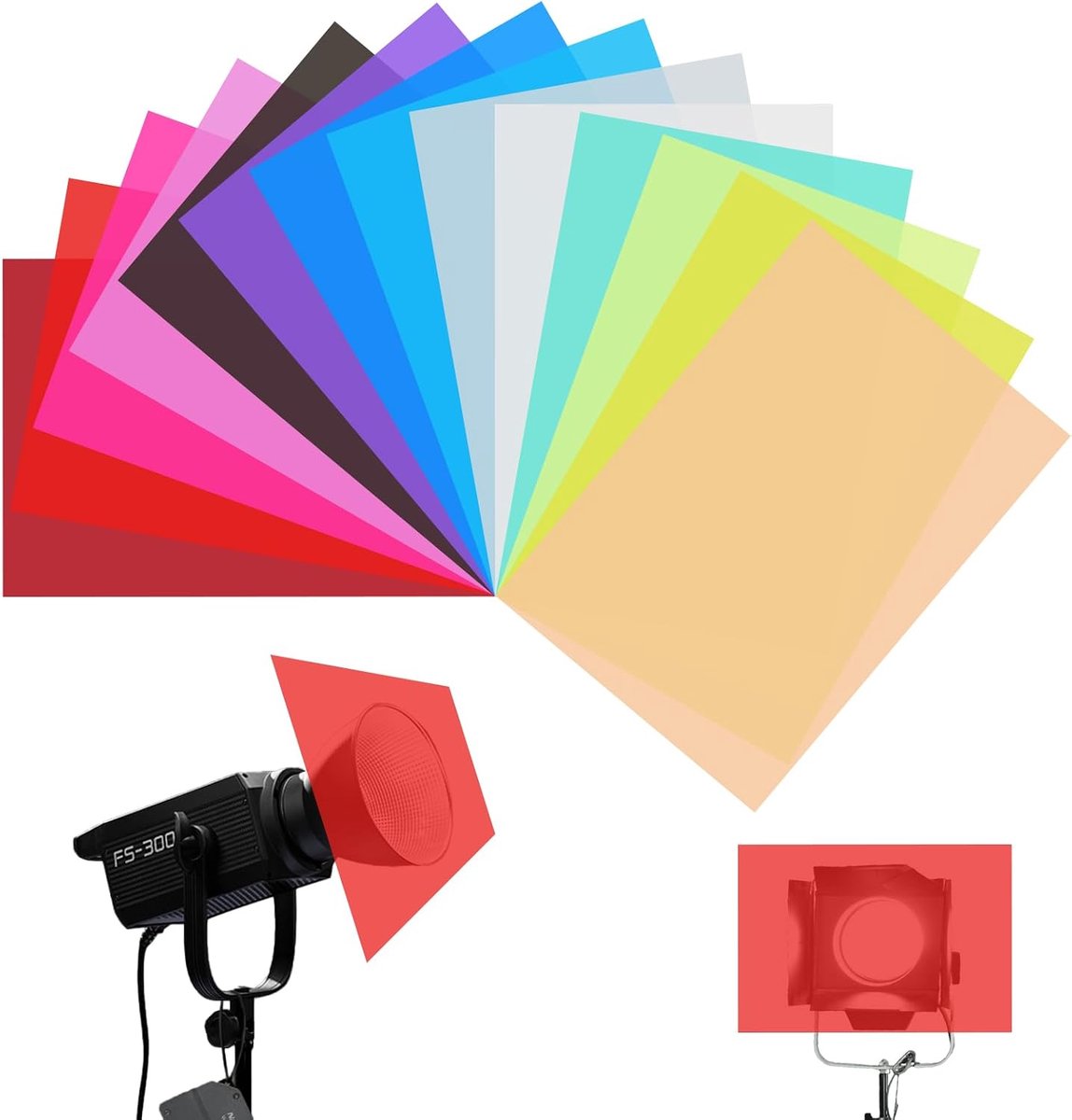 Correction Gel Light Filter, 14pcs Transparent Color Lighting Film, Plastic Sheets Overlays Transparency Color Film - ShopVlot