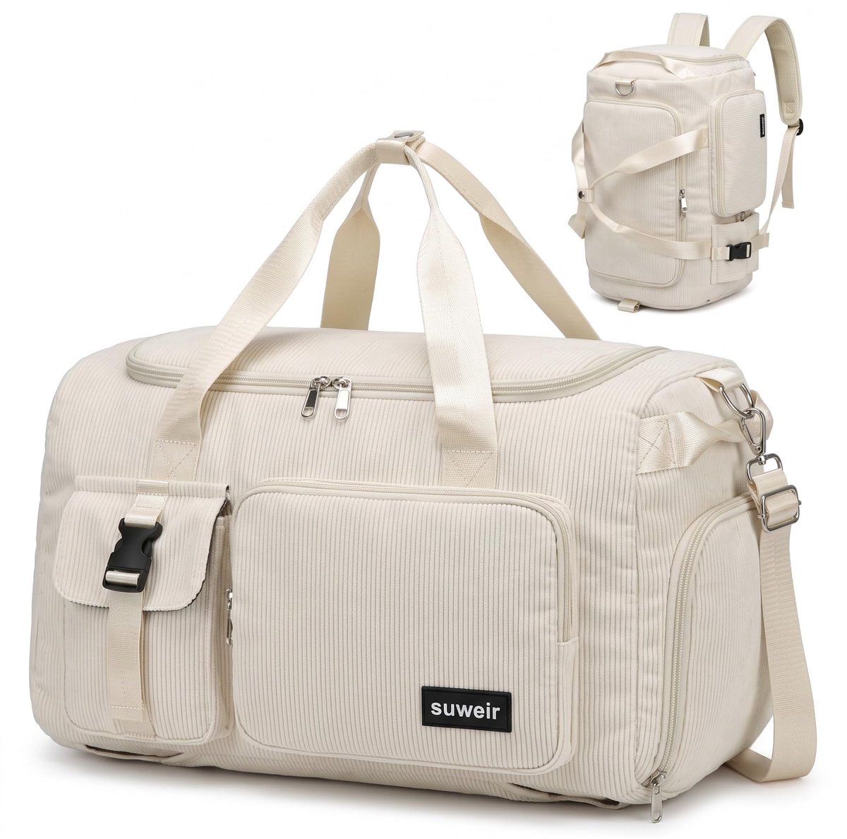 Sporttas 42 liter - crème - met schoenenvak - ideaal voor fitness en reizen - ShopVlot