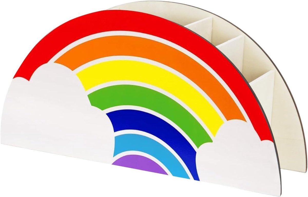 Pennenhouder bureau-organizer - regenboog ontwerp - duurzaam hout - kleurrijke decoratie voor kinderen - ShopVlot