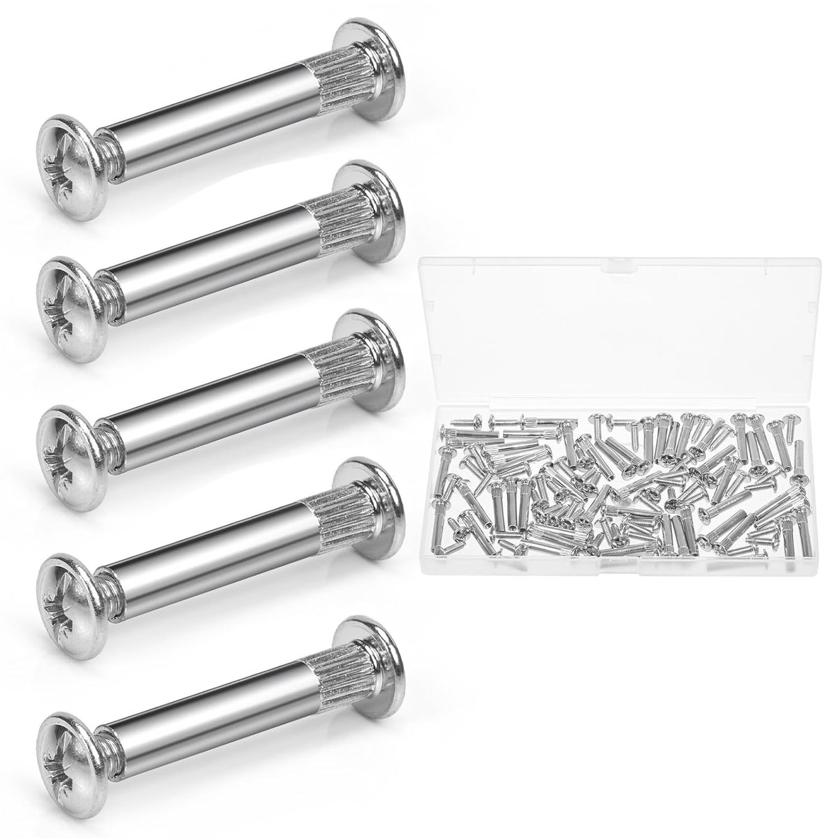 50 Sets of Connecting Screws with Sleeve, M4 x 31-40 mm, Sleeve Screws for Connecting, Furniture Screws, for Door - ShopVlot