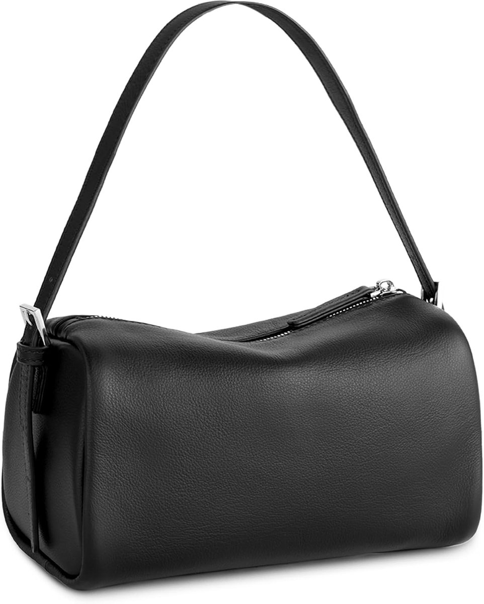 befen Women's shoulder bag made of genuine leather, small hobo shoulder bag, small cylindrical leather bag with RFID - ShopVlot