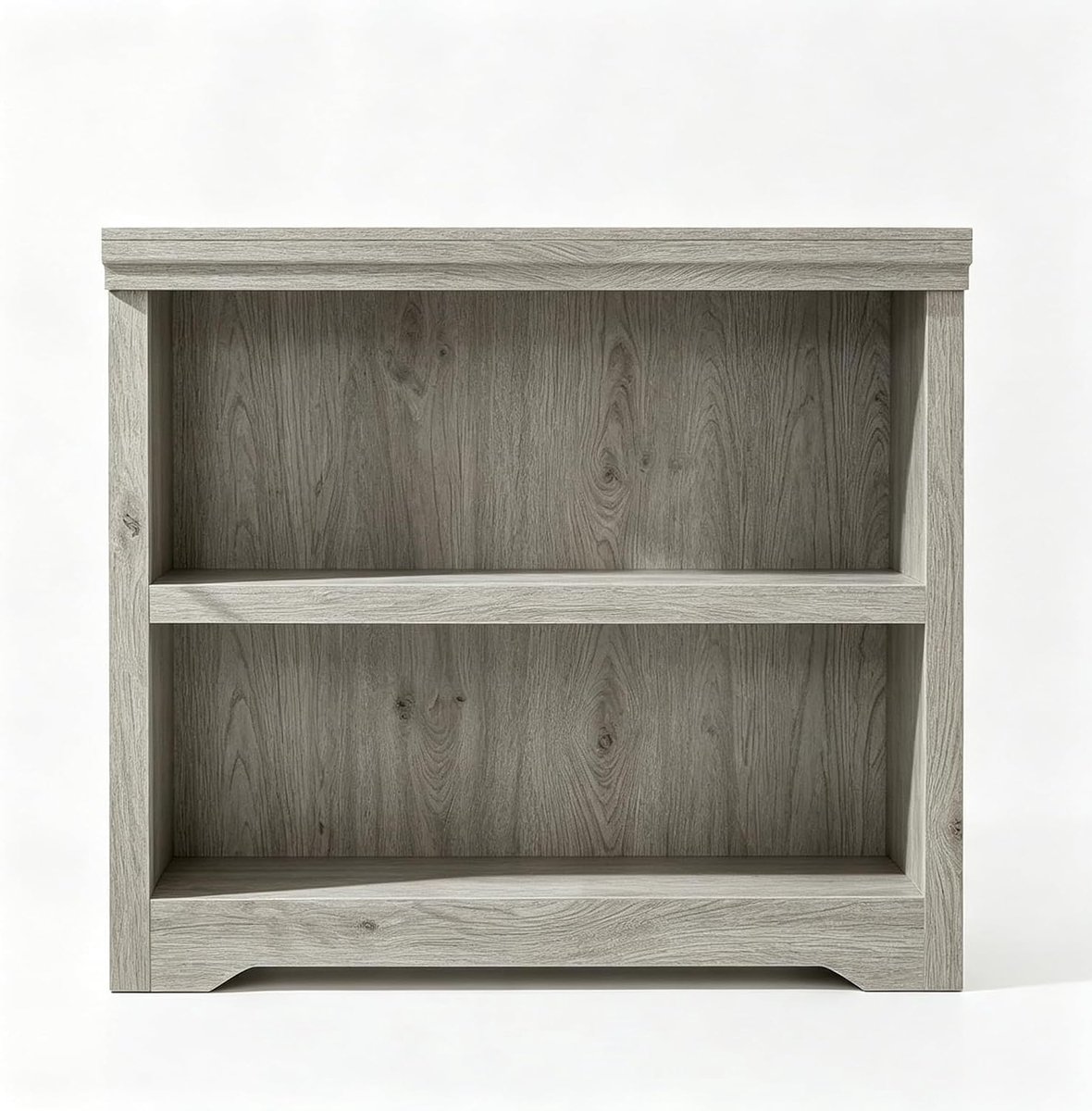 Vintage Boekenkast 2 Lagen - 60x29.5x80cm - Verstelbare Planken - Kantelbeveiliging - Open Opbergkast - Voor Woonkamer Kantoor - Grijs