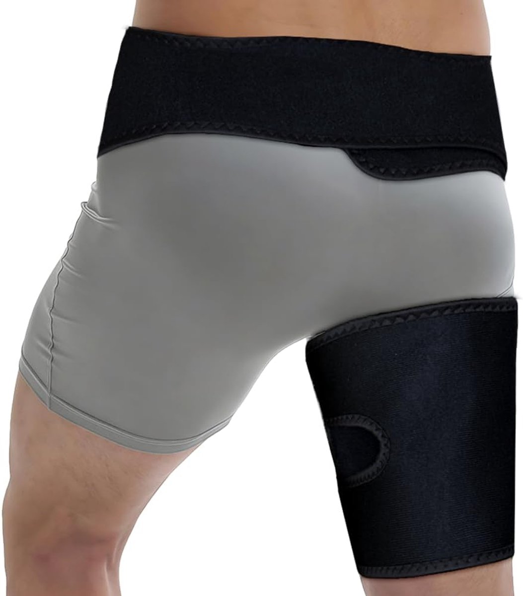 Beugo Men Women Innational Bandage for Thigh, Adjustable Compression Band for Hip Hamstring and Thigh (L/XL, Black) - ShopVlot