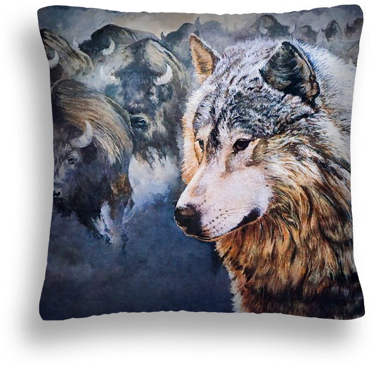 Decoratieve kussenhoes met wolvenprint 50x50 cm