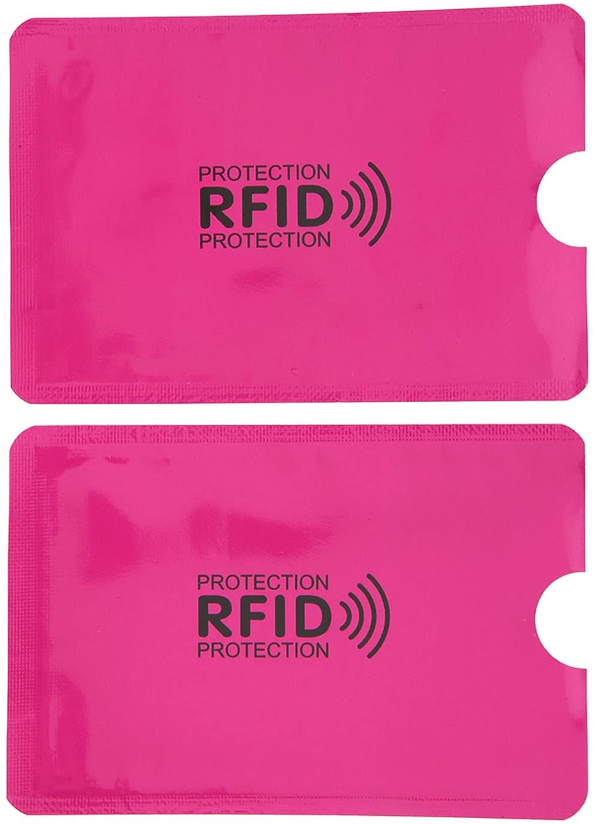 2x RFID pas beschermer - Kaartbeschermer - Pasjes beschermen - Kaarthouder - Bankpas beschermen tegen uitlezen - Pasjeshouder - Roze - Jonyx