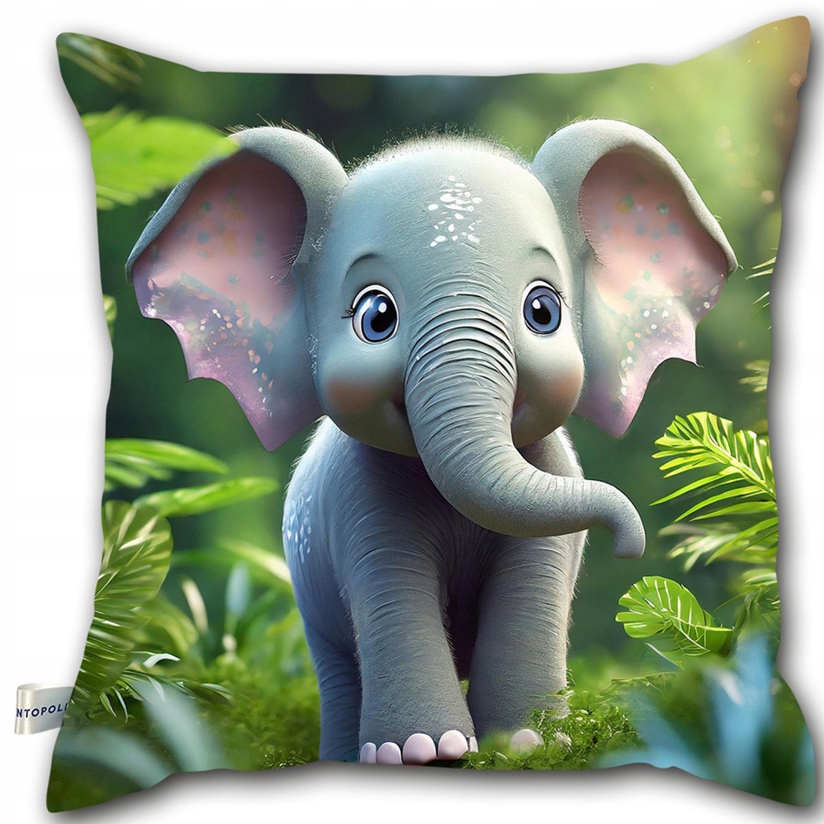 Decoratieve kussen 40x40cm met lieve olifant print