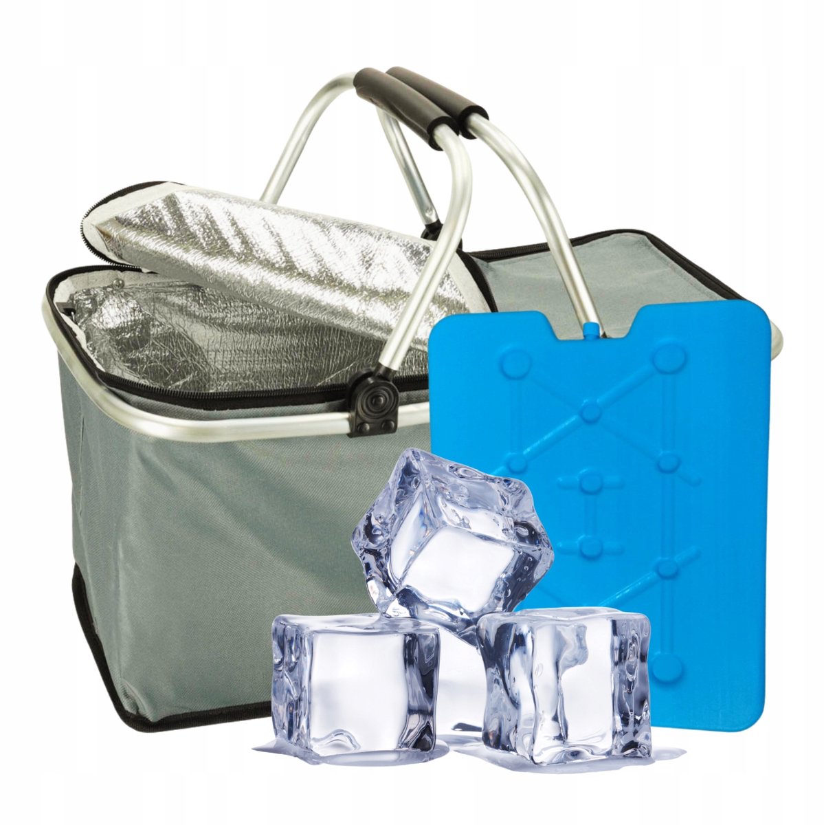 Grote Grijze Koeltas 32L voor Strand & Picknick met Koel-element