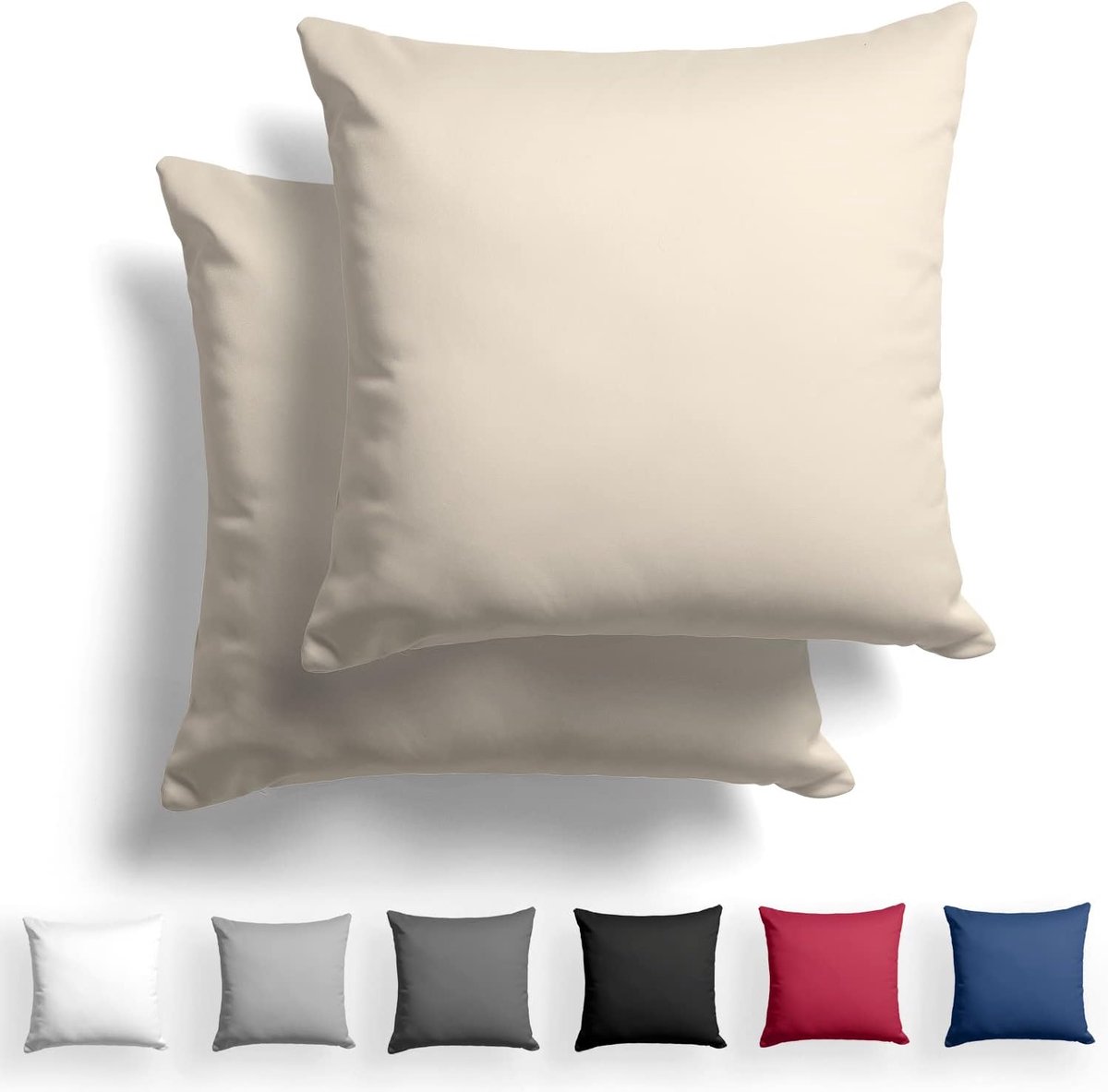 Alreya Mako satin pillowcase 2-100% cotton 60 x 60 cm beige - with YKK zip, hypoallergenic without chemicals - ShopVlot