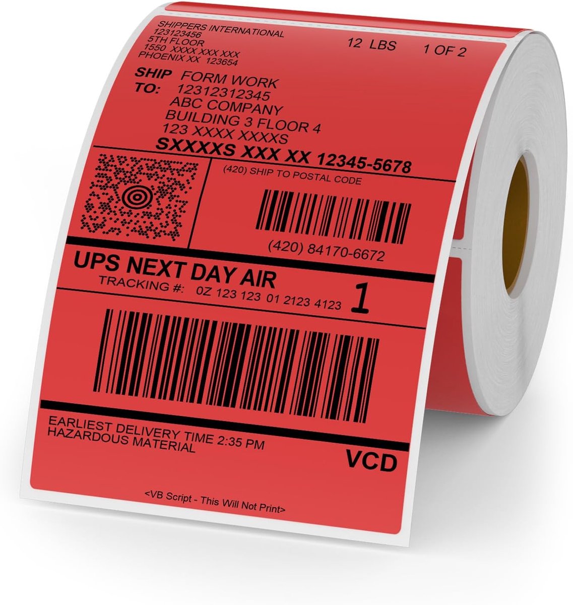 Red Thermal Label Vinyl 150 x 100 mm Roll Perforated Self Adhesive Thermal Rect Stickers Waterproof Shipping Labels - ShopVlot