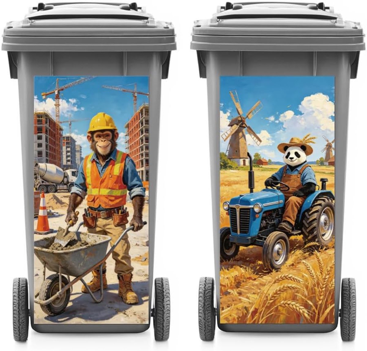 ANATTASOUL 2 vellen dieren afvalbak stickers dieren werknemers waterdichte vuilnisbak covers decor, 37,8 cm x 81,8 cm - ShopVlot