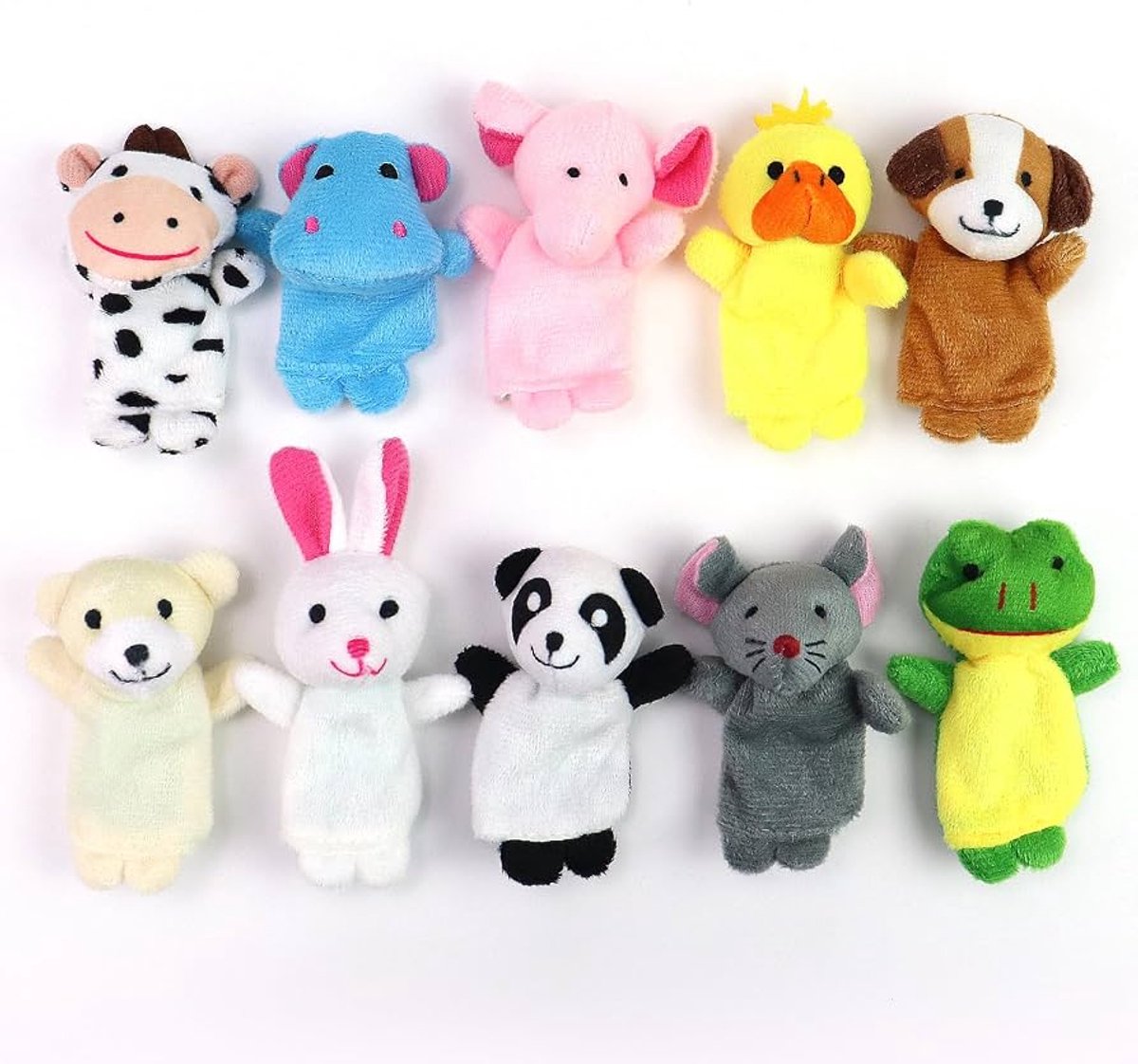 10x Vingerpoppetjes - Poppenkast spellen - Vinger diertjes - Dieren voor op vingers - Vingertop beestjes - Speelgoed voor kinderen - Pluche poppetjes - Vingerpop dieren - Jonyx