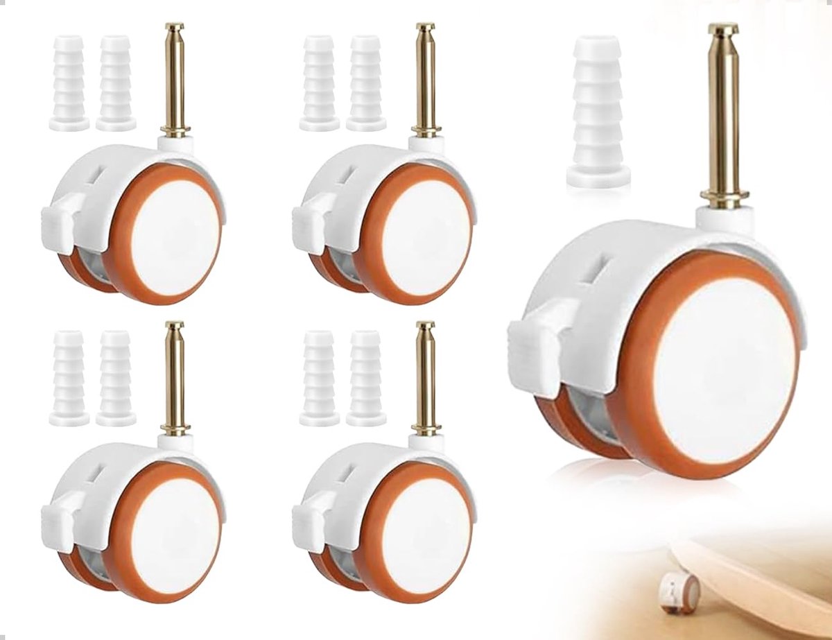 Kindermeubel wielen 4 stuks - witte bedwielen met pin - 360 graden draaibaar - ideaal voor babybedden - ShopVlot