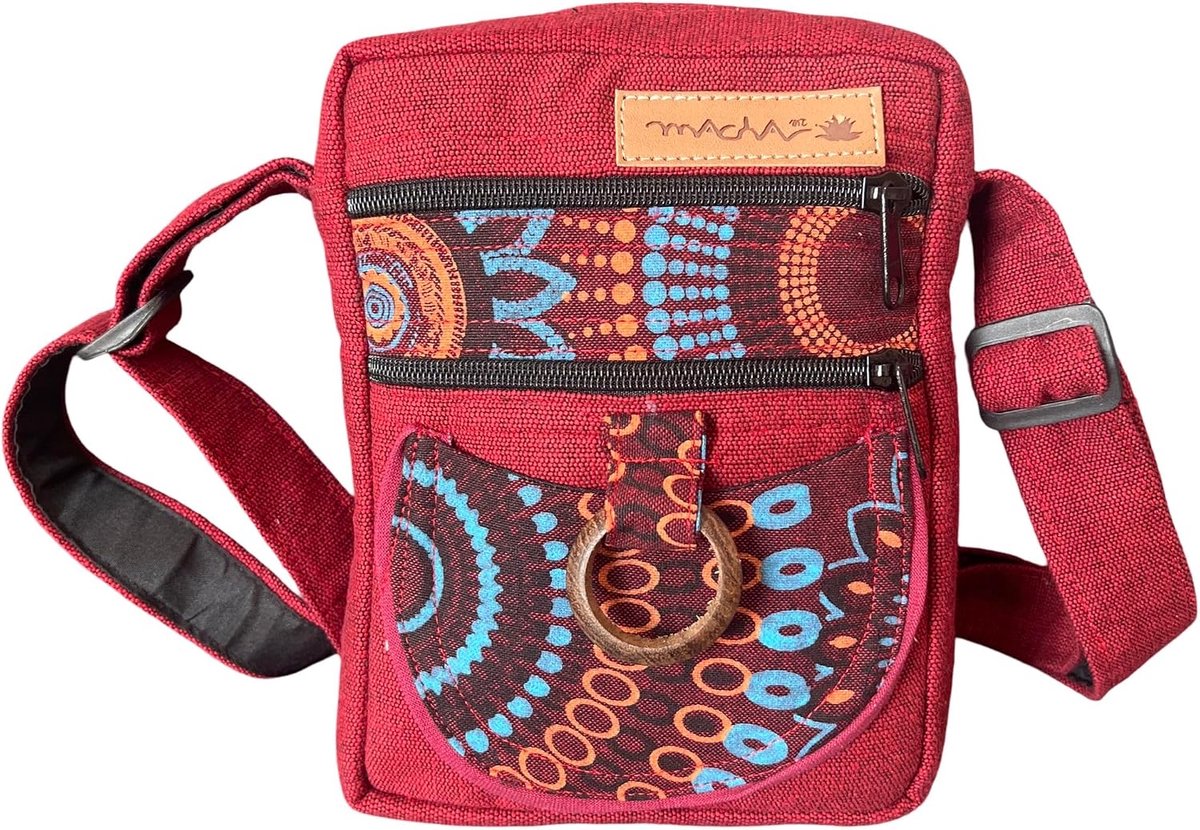 Schoudertas Mandala - Groen, Paars en Rood - Meerdere vakken - Perfect voor dagelijks gebruik - ShopVlot