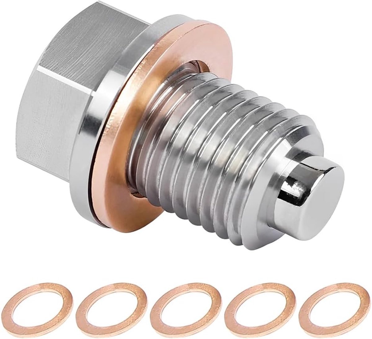 Magnetische olieafvoerkraan M12x1.25 - RVS met sterke magneet - Geschikt voor motorolie - Herbruikbaar voor onderhoud - ShopVlot