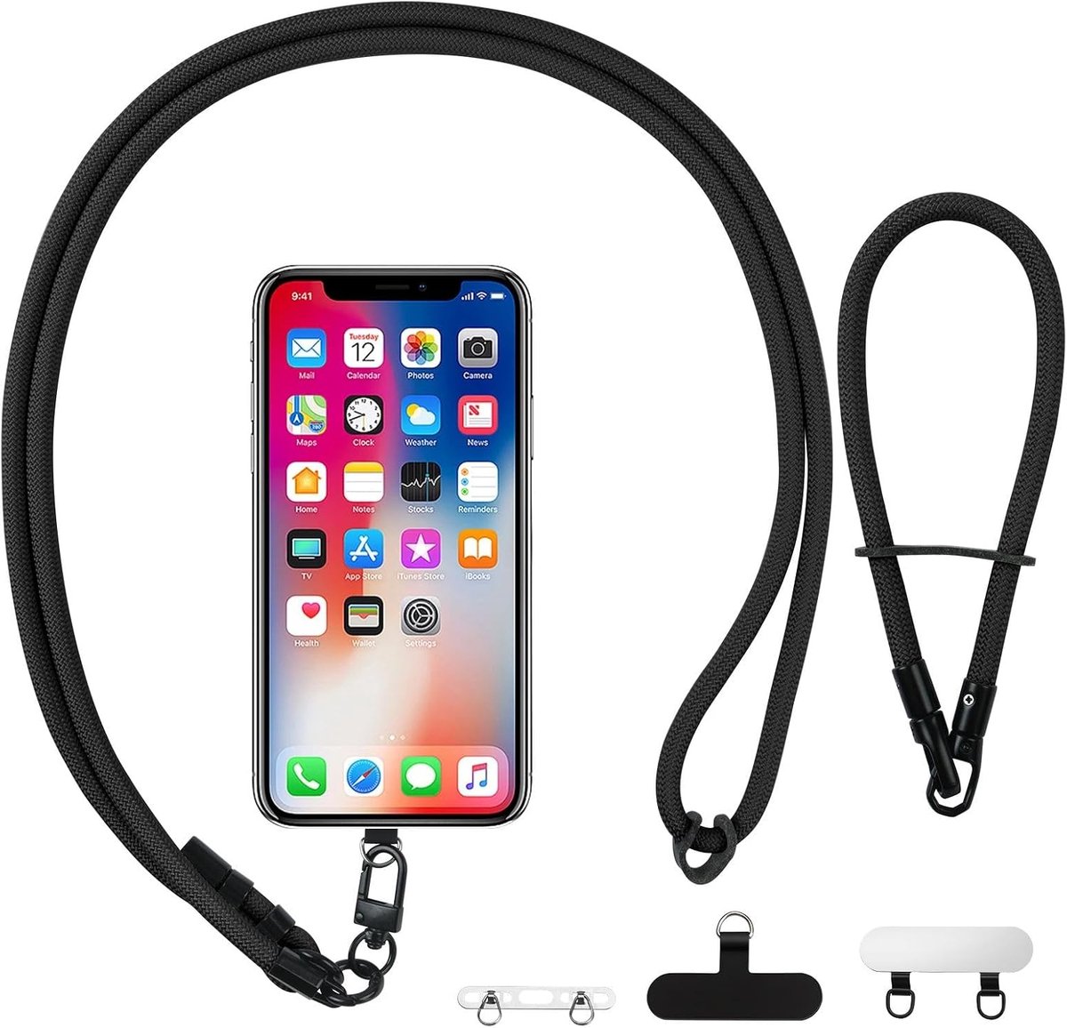 Mobiele telefoon ketting universeel verstelbaar - met polsband - 2 patches inbegrepen - altijd je telefoon bij de hand - ShopVlot